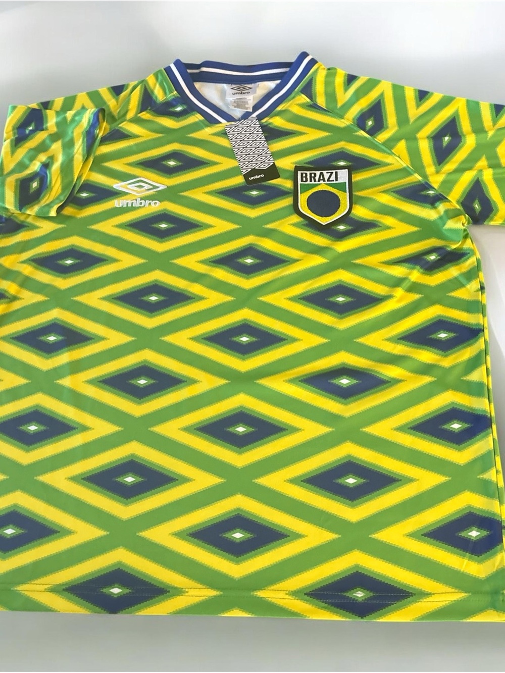 🇧🇷 FIFA Geo Print Soccer Jersey - Green/Yellow NWT SZ S Brazil